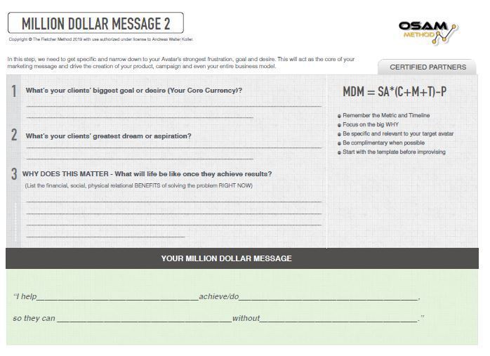 Million Dollar Message Fillable